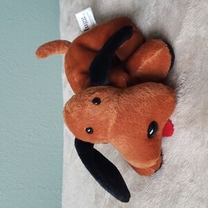 Hugg Stuffed Plush Puppy Dog 🐶 Reddish Brown & Black Hound Dog ☆Rare☆ Hugabeans